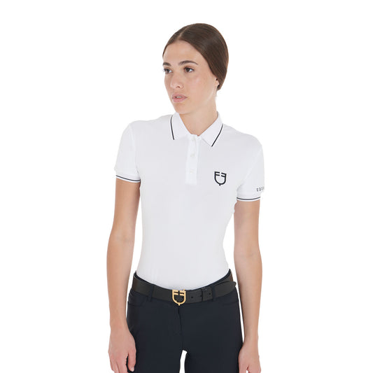 Polo de mujer slim fit en tejido transpirable Equestro - Blanco