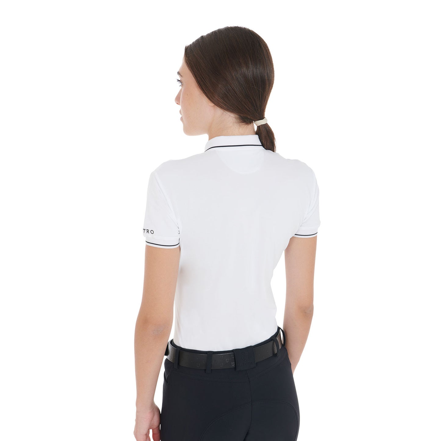 Polo de mujer slim fit en tejido transpirable Equestro - Blanco