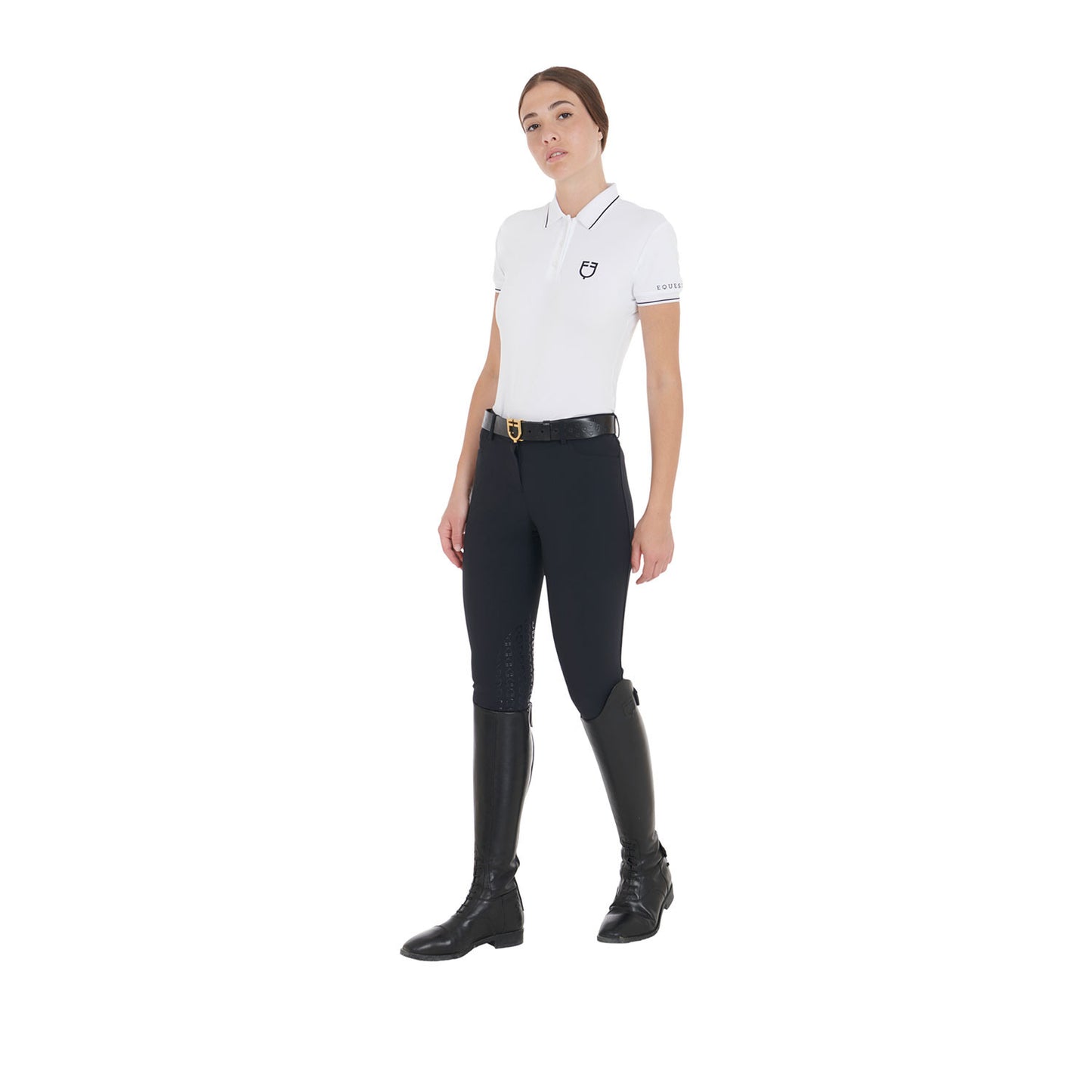 Polo de mujer slim fit en tejido transpirable Equestro - Blanco
