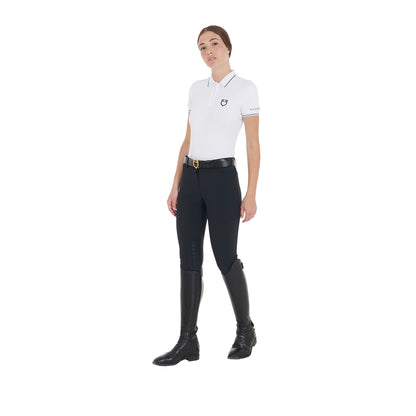 Polo de mujer slim fit en tejido transpirable Equestro - Blanco