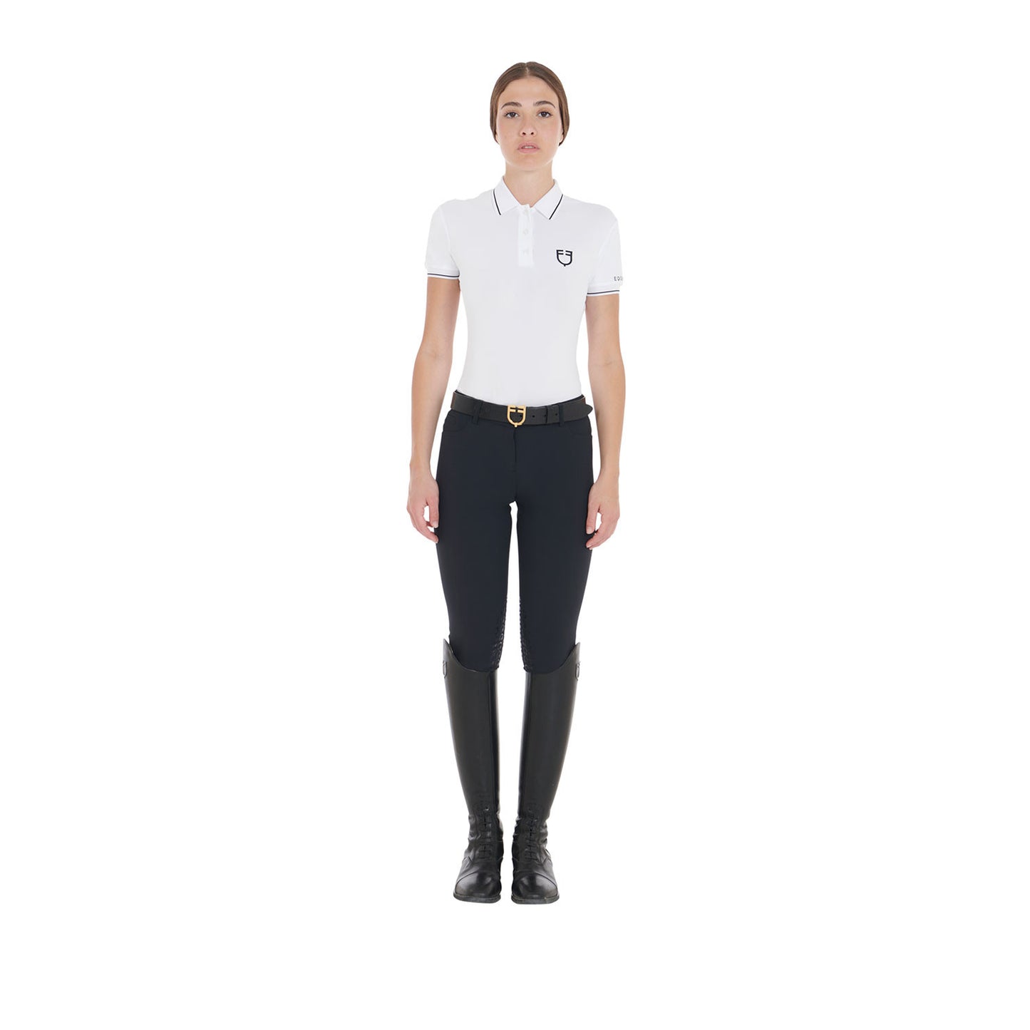 Polo de mujer slim fit en tejido transpirable Equestro - Blanco