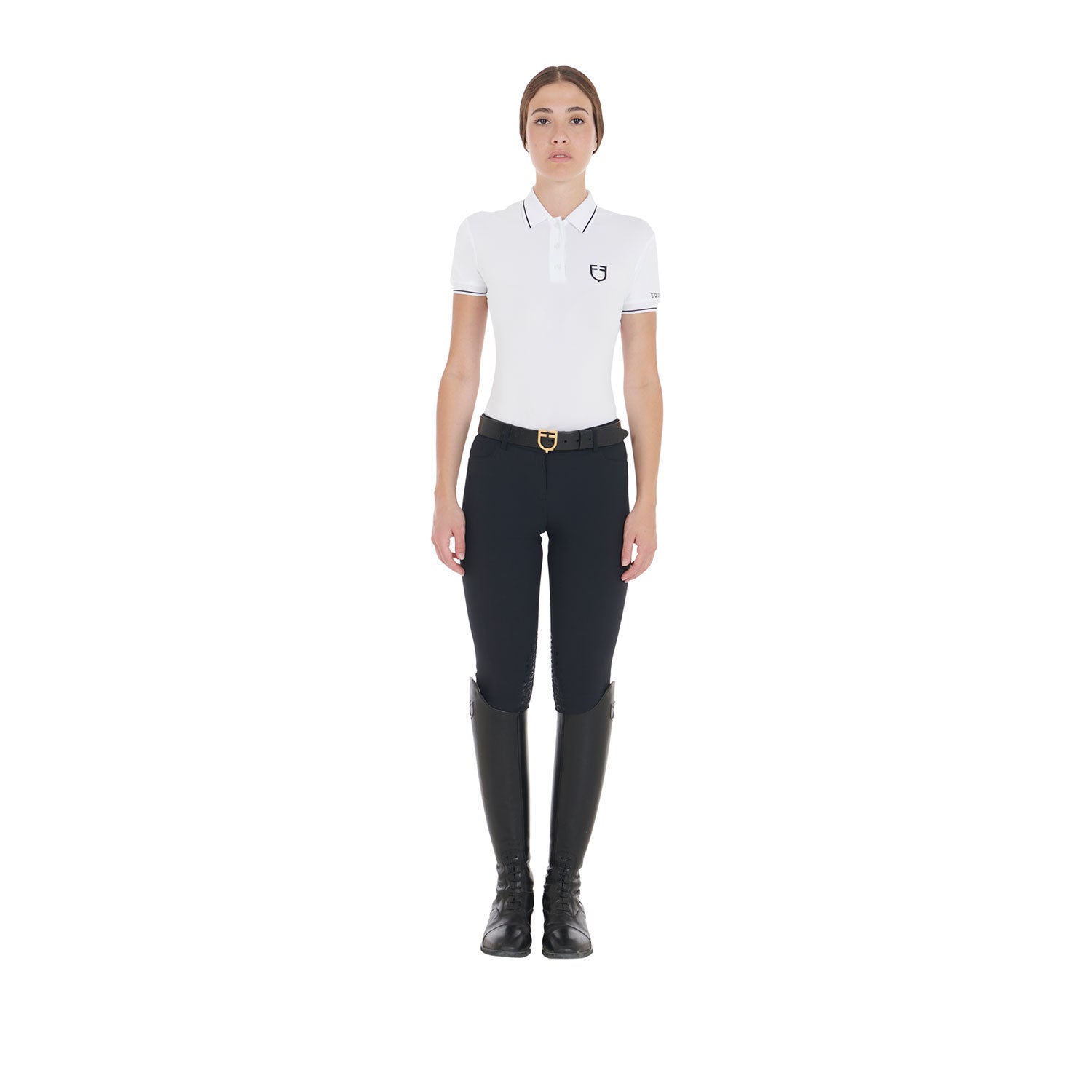Polo de mujer slim fit en tejido transpirable Equestro - Blanco