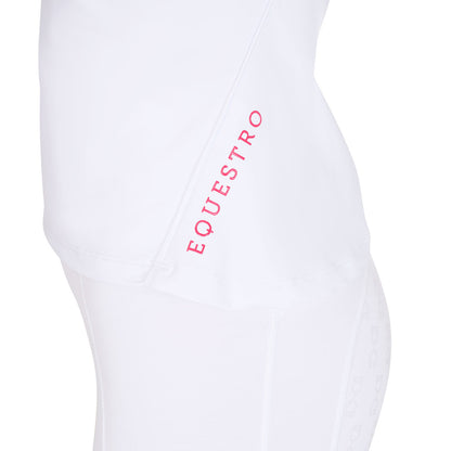 Polo de mujer slim fit en tejido transpirable Equestro - White/Honeysuckle