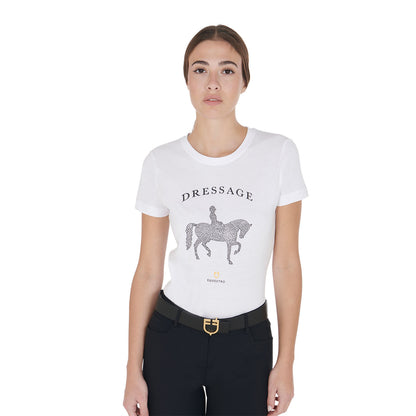 Camiseta de mujer entallada diseño dressage con strass Equestro