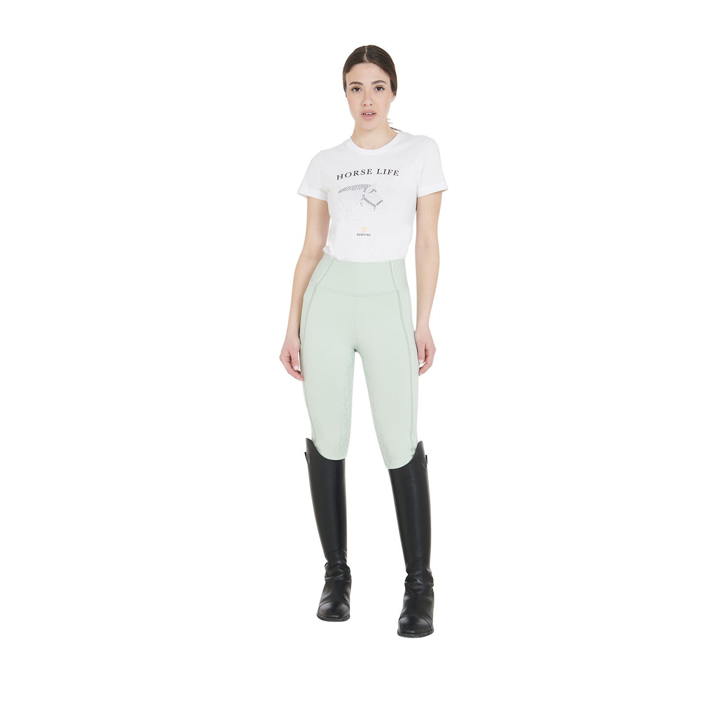 Leggings de mujer slim fit full grip Equestro - Verde claro