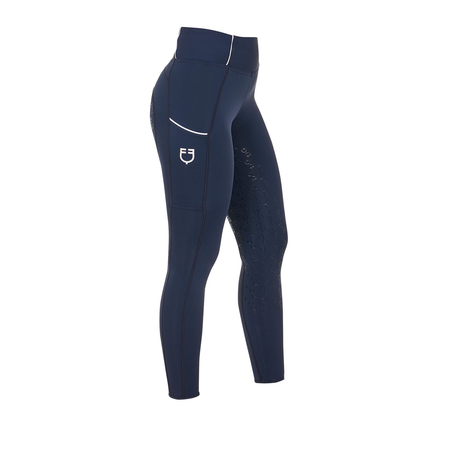 Leggings de mujer slim fit full grip Equestro - Navy Blazer (19-3923)/White