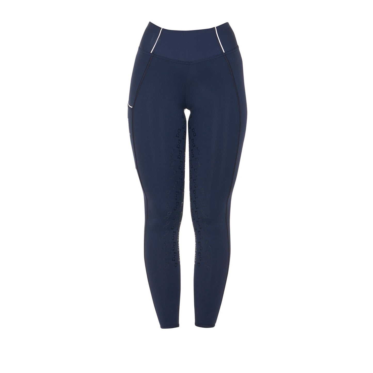Leggings de mujer slim fit full grip Equestro - Navy Blazer (19-3923)/White