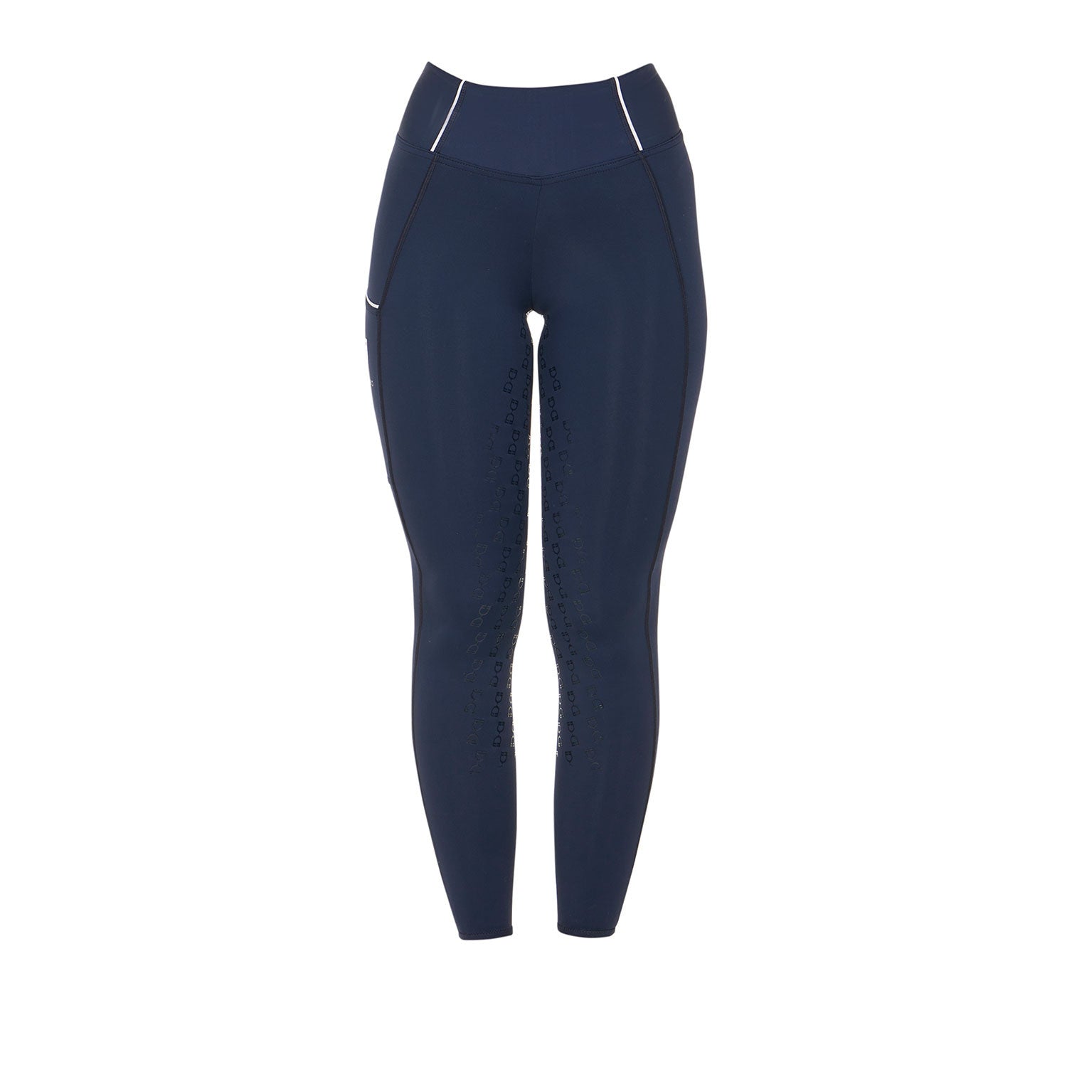 Leggings de mujer slim fit full grip Equestro - Navy Blazer (19-3923)/White