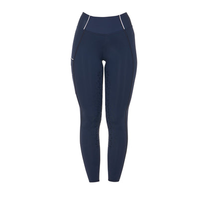 Leggings de mujer slim fit full grip Equestro - Navy Blazer (19-3923)/White