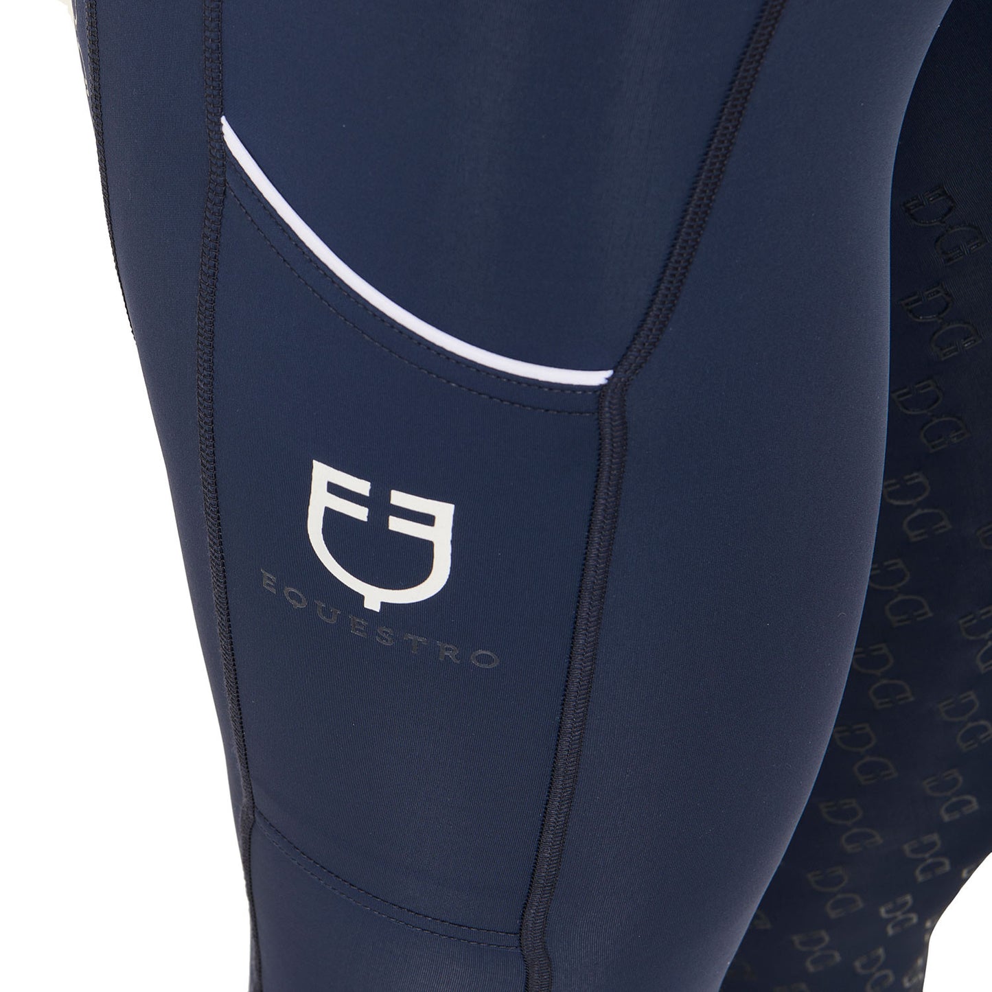Leggings de mujer slim fit full grip Equestro - Navy Blazer (19-3923)/White
