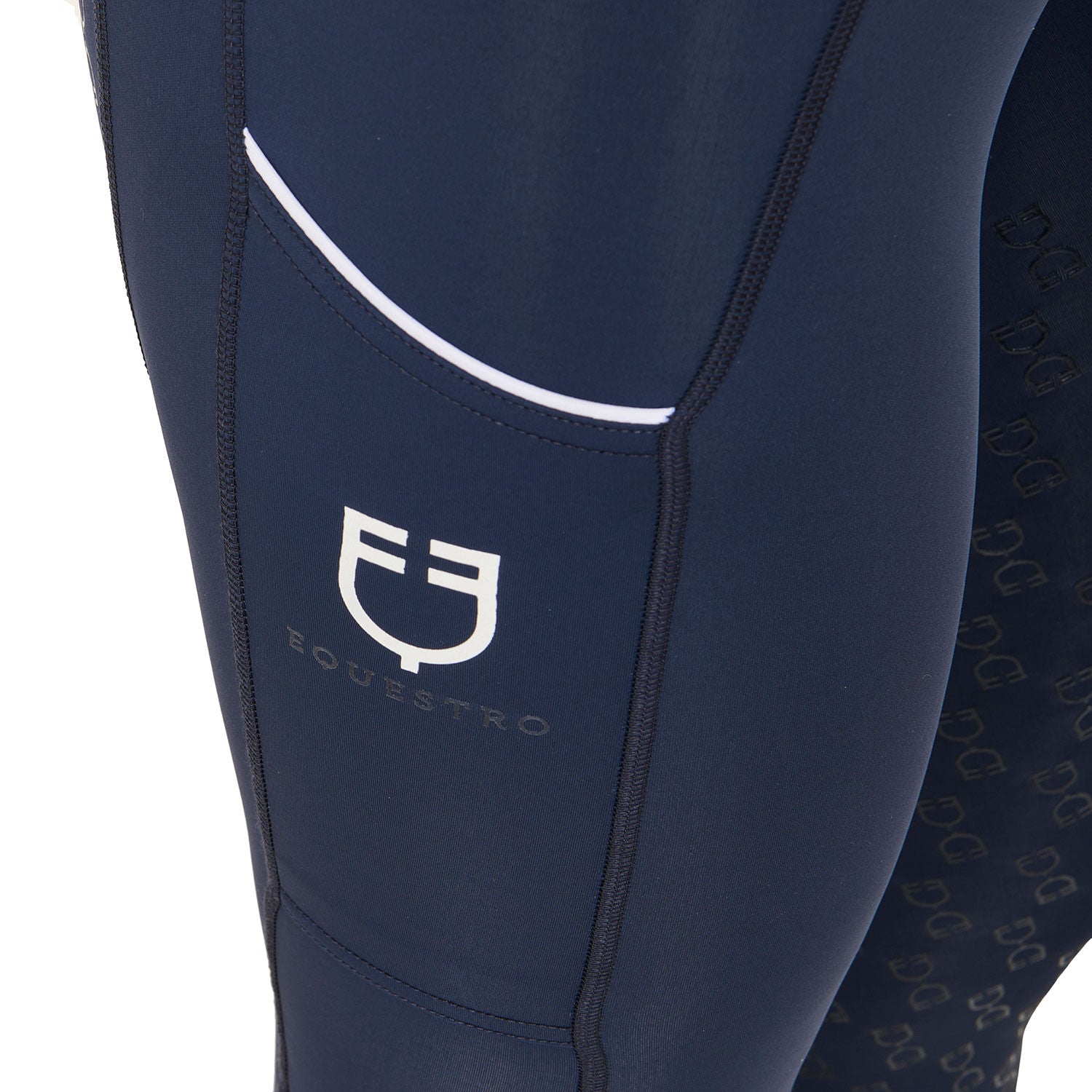 Leggings de mujer slim fit full grip Equestro - Navy Blazer (19-3923)/White