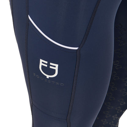 Leggings de mujer slim fit full grip Equestro - Navy Blazer (19-3923)/White