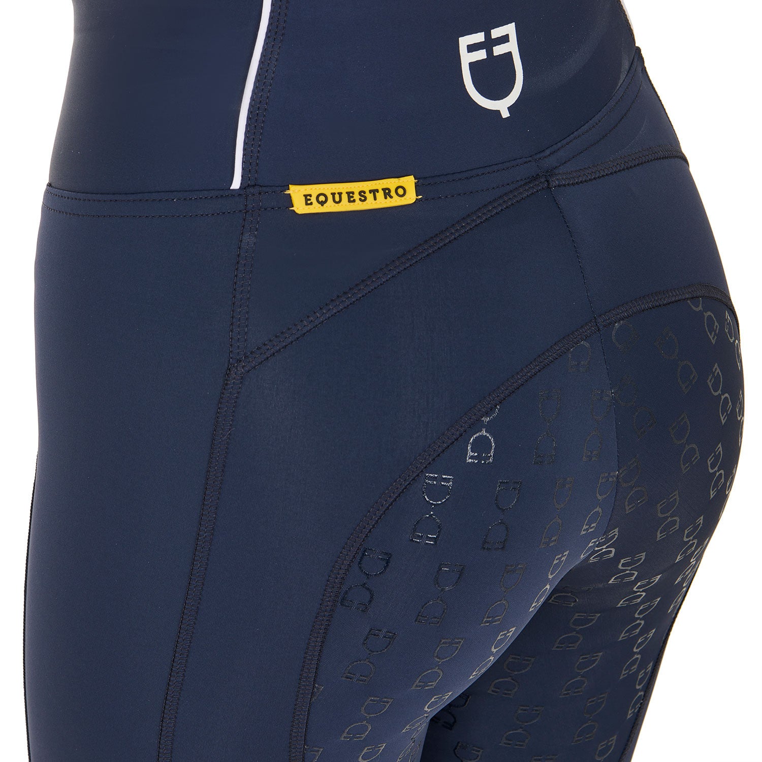 Leggings de mujer slim fit full grip Equestro - Navy Blazer (19-3923)/White
