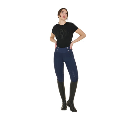 Leggings de mujer slim fit full grip Equestro - Navy Blazer (19-3923)/White