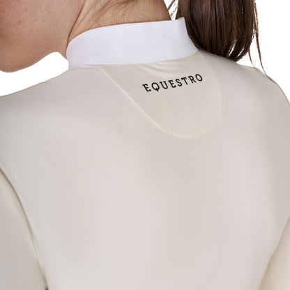 Polo de mujer entallado de concurso con botones Equestro - Antique White