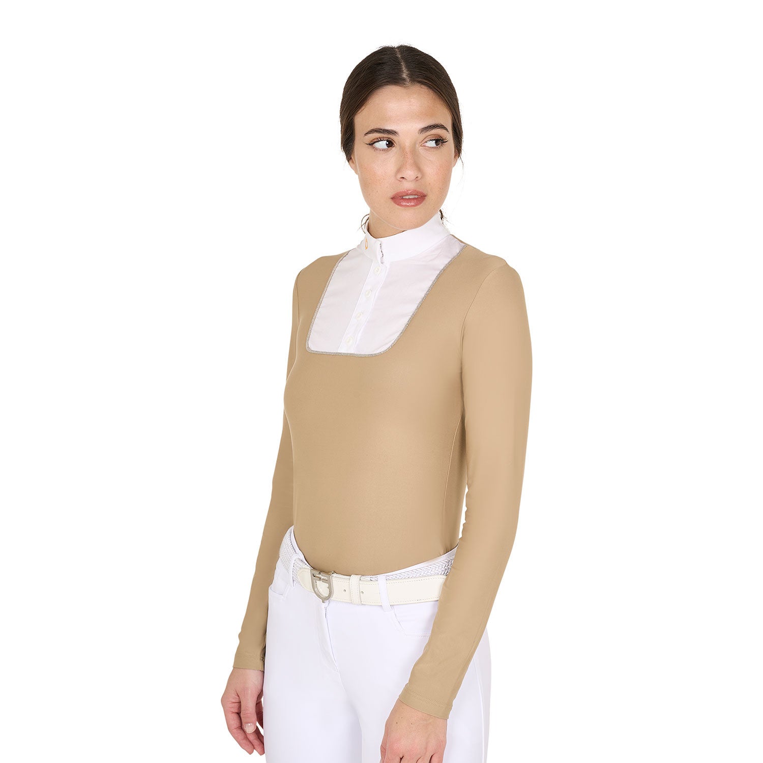 Polo de mujer entallado de concurso con botones Equestro