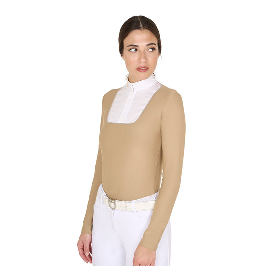 Polo de mujer entallado de concurso con botones Equestro