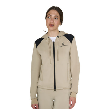 Sudadera corta de mujer con capucha Equestro - Oxford Tan