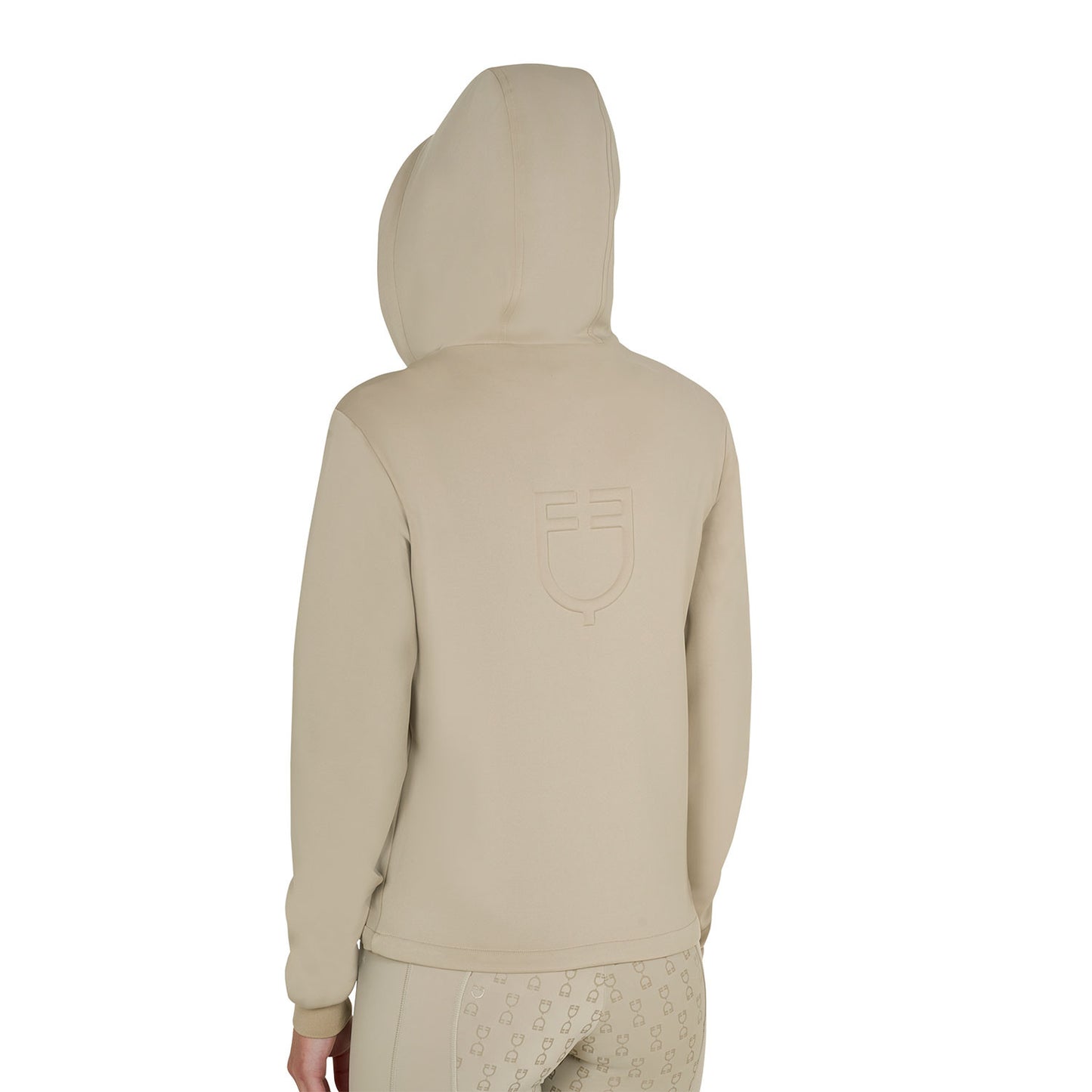 Sudadera corta de mujer con capucha Equestro - Oxford Tan