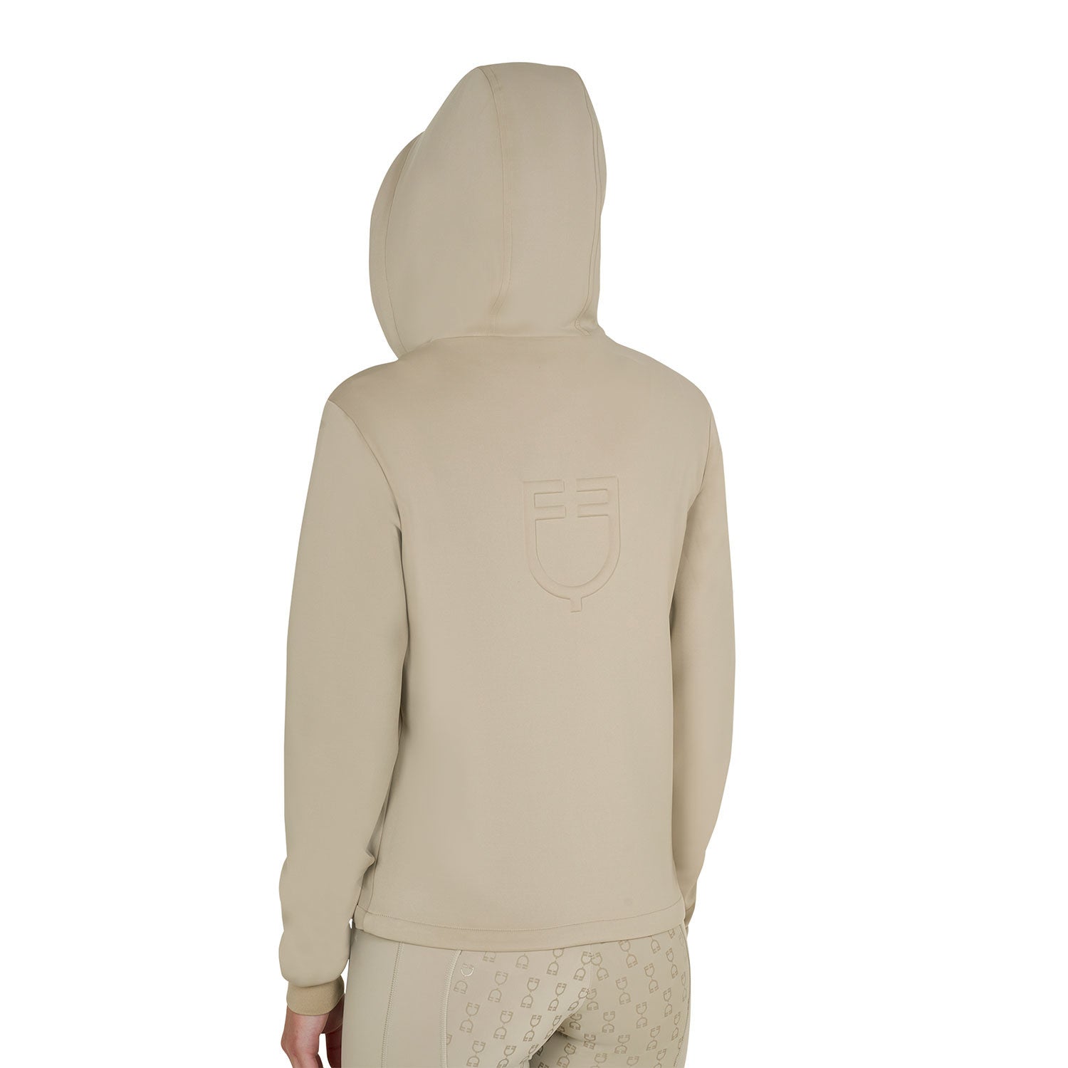 Sudadera corta de mujer con capucha Equestro - Oxford Tan