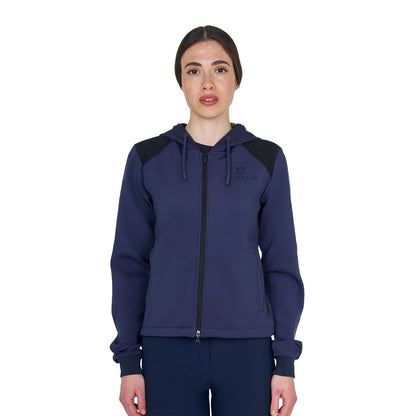 Sudadera corta de mujer con capucha Equestro - Navy Blazer
