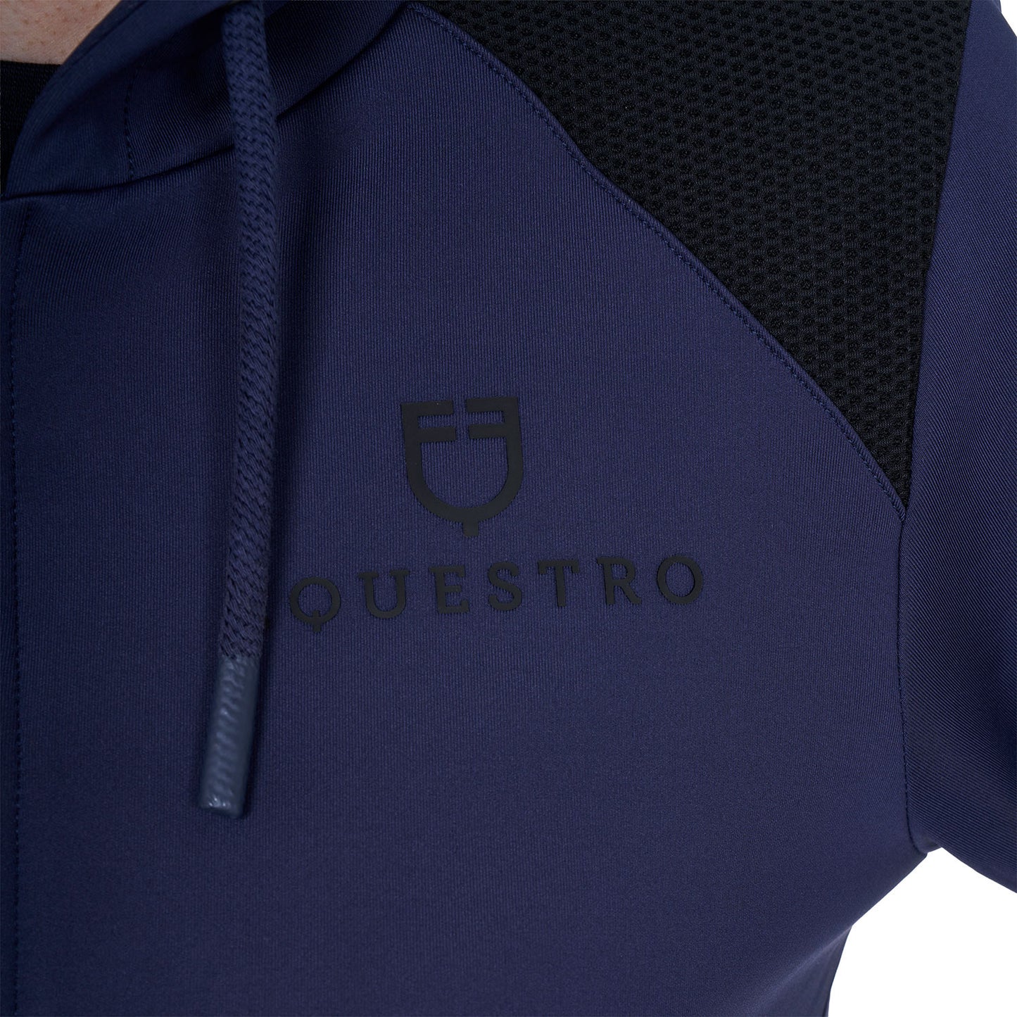 Sudadera corta de mujer con capucha Equestro - Navy Blazer