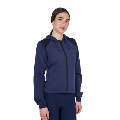 Sudadera corta de mujer con capucha Equestro - Navy Blazer