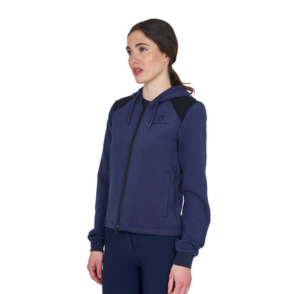 Sudadera corta de mujer con capucha Equestro - Navy Blazer