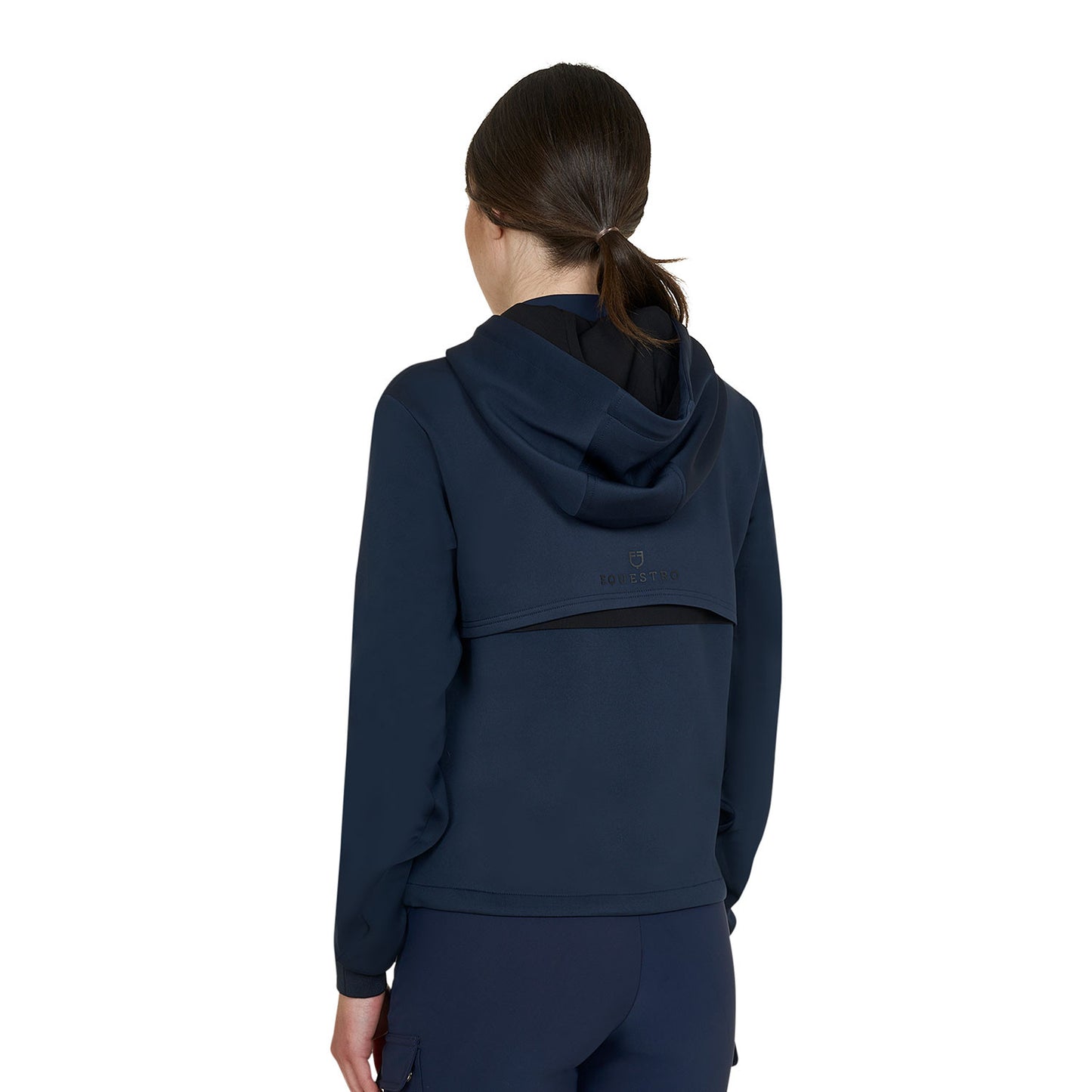 Sudadera mujer cut out con capucha Equestro - Navy Blazer