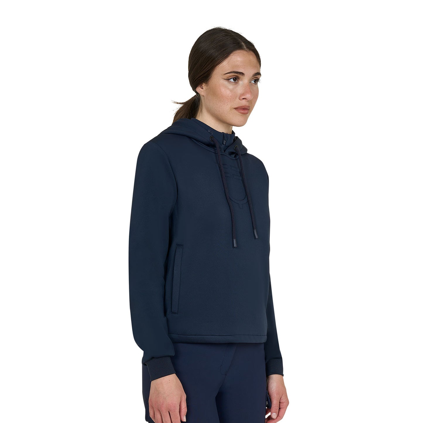 Sudadera mujer cut out con capucha Equestro - Navy Blazer