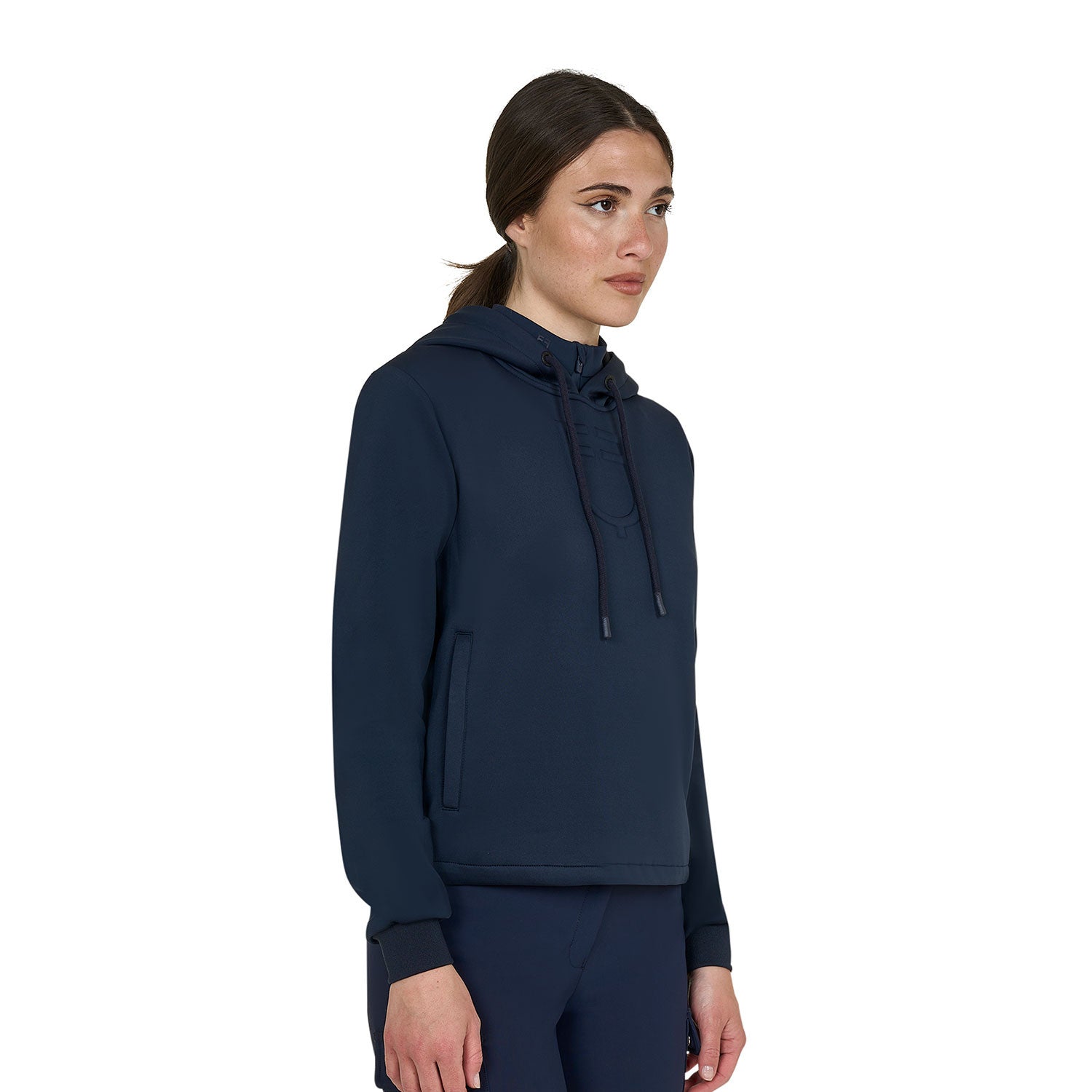 Sudadera mujer cut out con capucha Equestro - Navy Blazer