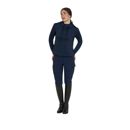 Sudadera mujer cut out con capucha Equestro - Navy Blazer
