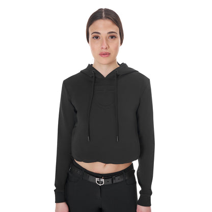 Sudadera mujer cut out con capucha Equestro - Negro