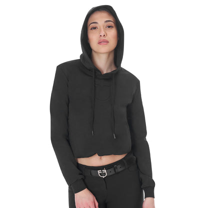 Sudadera mujer cut out con capucha Equestro - Negro
