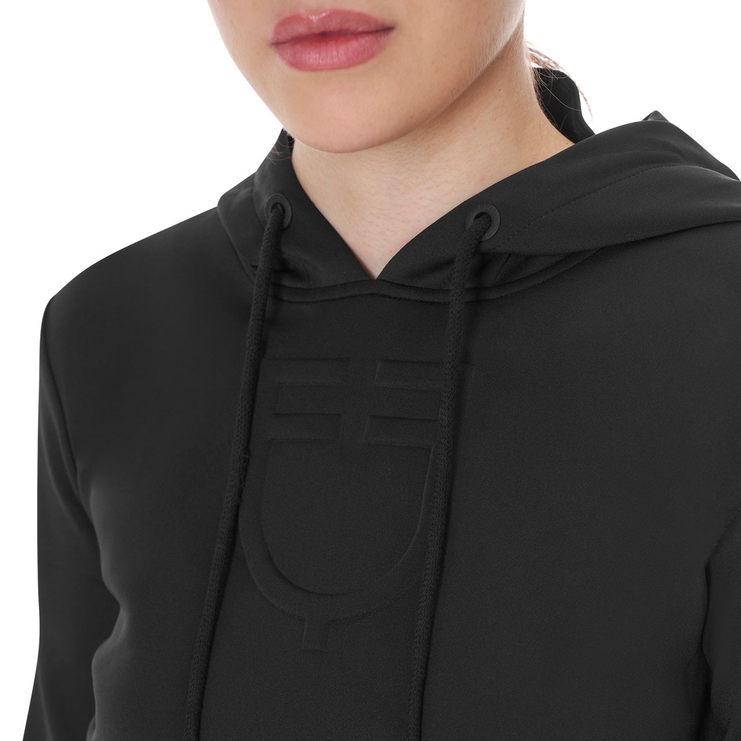 Sudadera mujer cut out con capucha Equestro - Negro