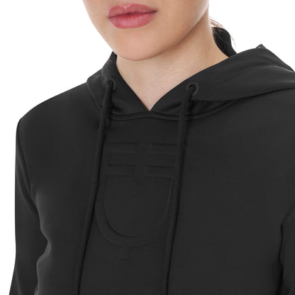 Sudadera mujer cut out con capucha Equestro - Negro