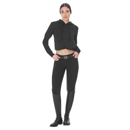 Sudadera mujer cut out con capucha Equestro - Negro