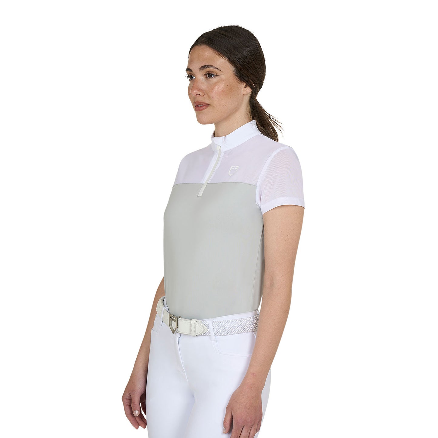 Polo de mujer de entrenamiento en malla Equestro - Harbor Mist
