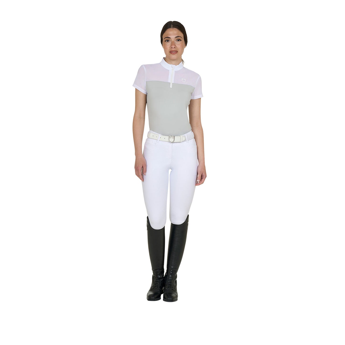 Polo de mujer de entrenamiento en malla Equestro - Harbor Mist