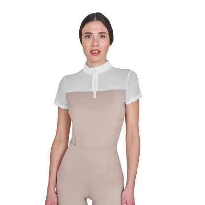 Polo de mujer de entrenamiento en malla Equestro - Oxford Tan