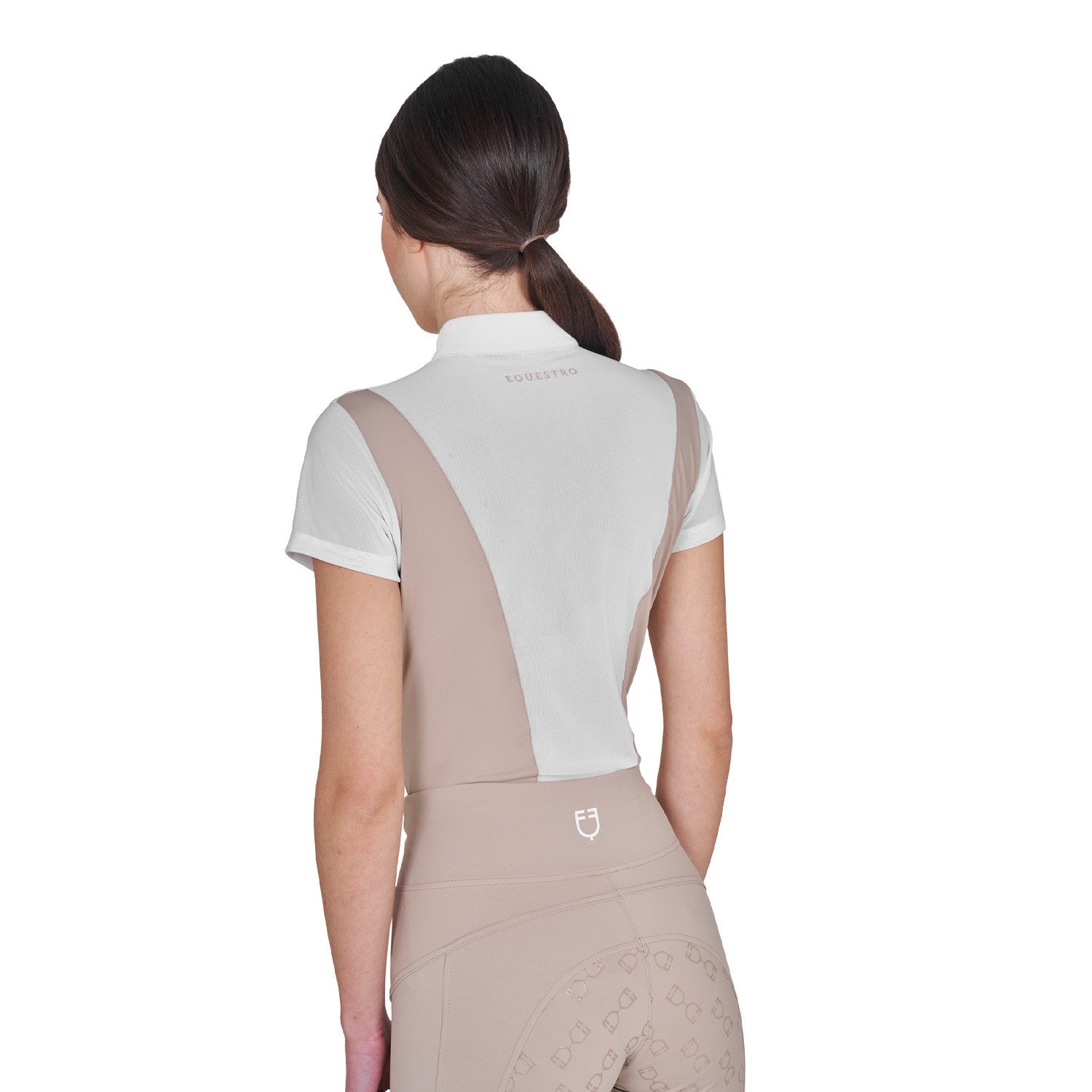 Polo de mujer de entrenamiento en malla Equestro - Oxford Tan