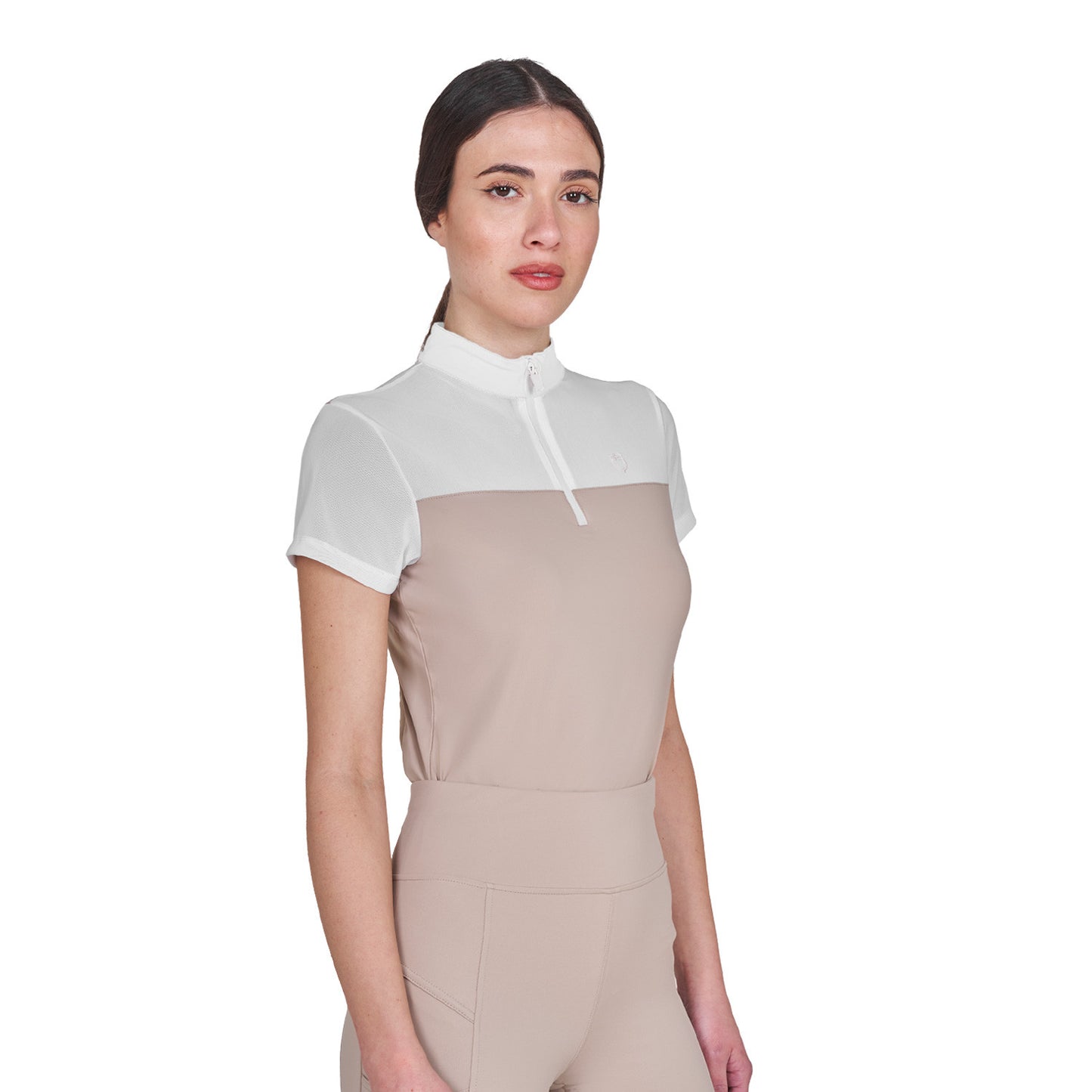 Polo de mujer de entrenamiento en malla Equestro - Oxford Tan