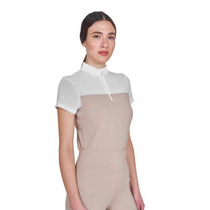 Polo de mujer de entrenamiento en malla Equestro - Oxford Tan