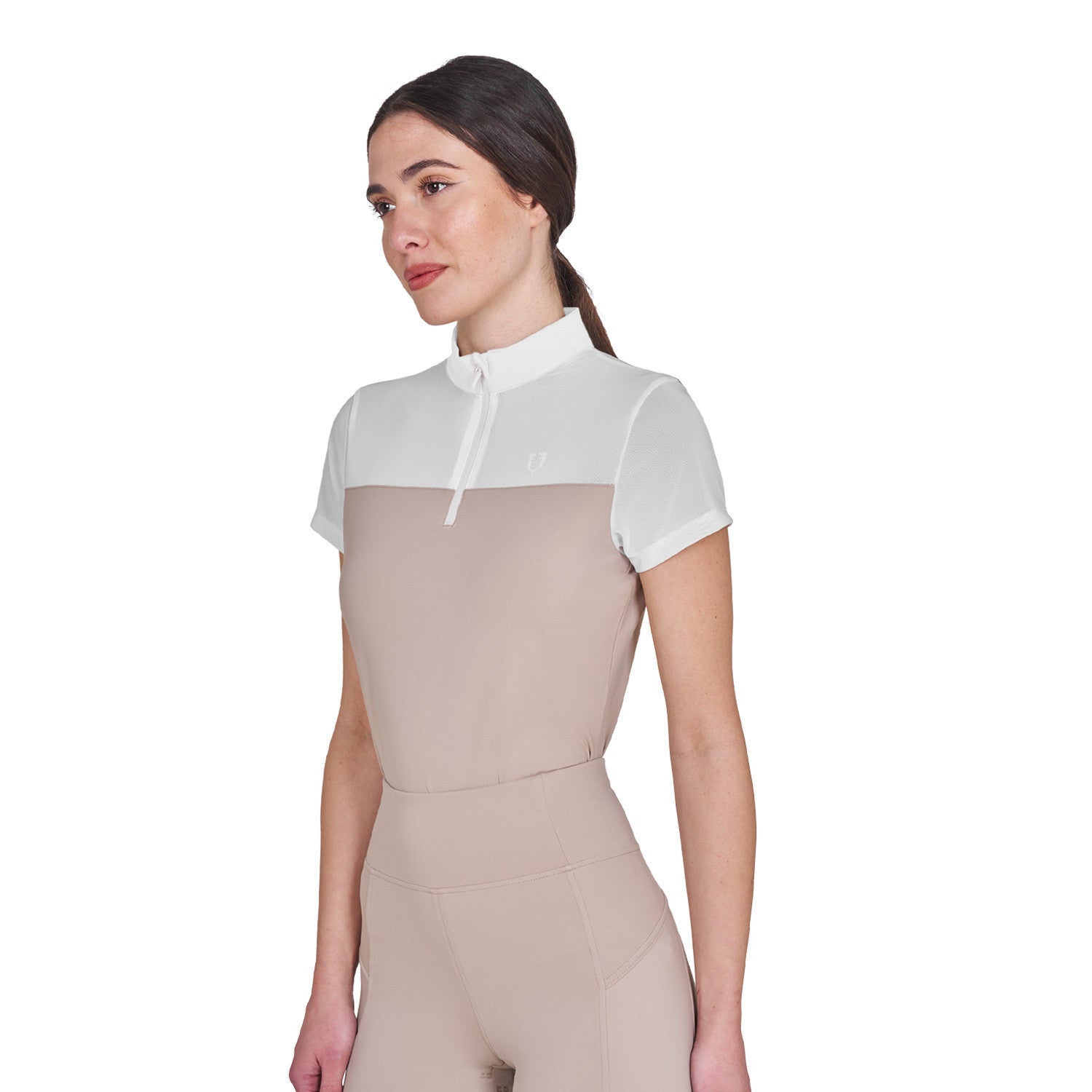 Polo de mujer de entrenamiento en malla Equestro - Oxford Tan
