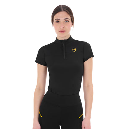 Polo de mujer de entrenamiento en malla Equestro - Negro