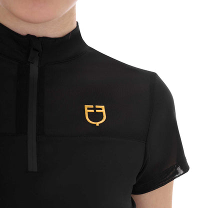 Polo de mujer de entrenamiento en malla Equestro - Negro