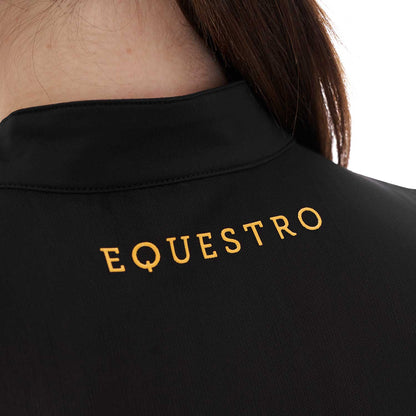 Polo de mujer de entrenamiento en malla Equestro - Negro
