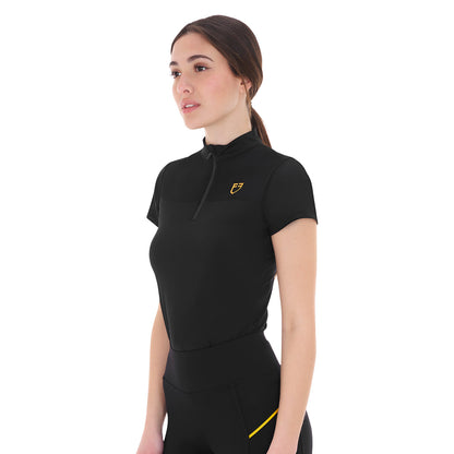 Polo de mujer de entrenamiento en malla Equestro - Negro