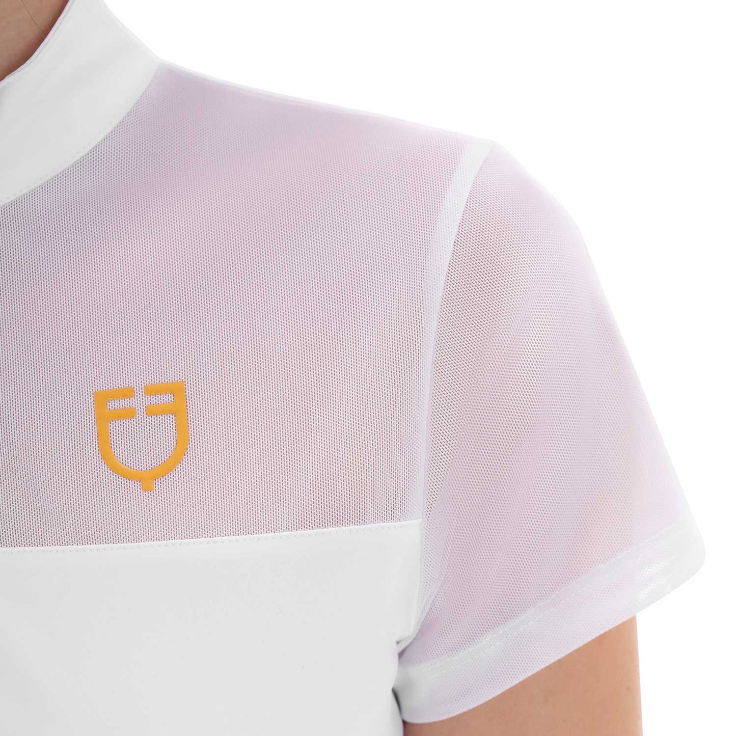 Polo de mujer de entrenamiento en malla Equestro - Blanco