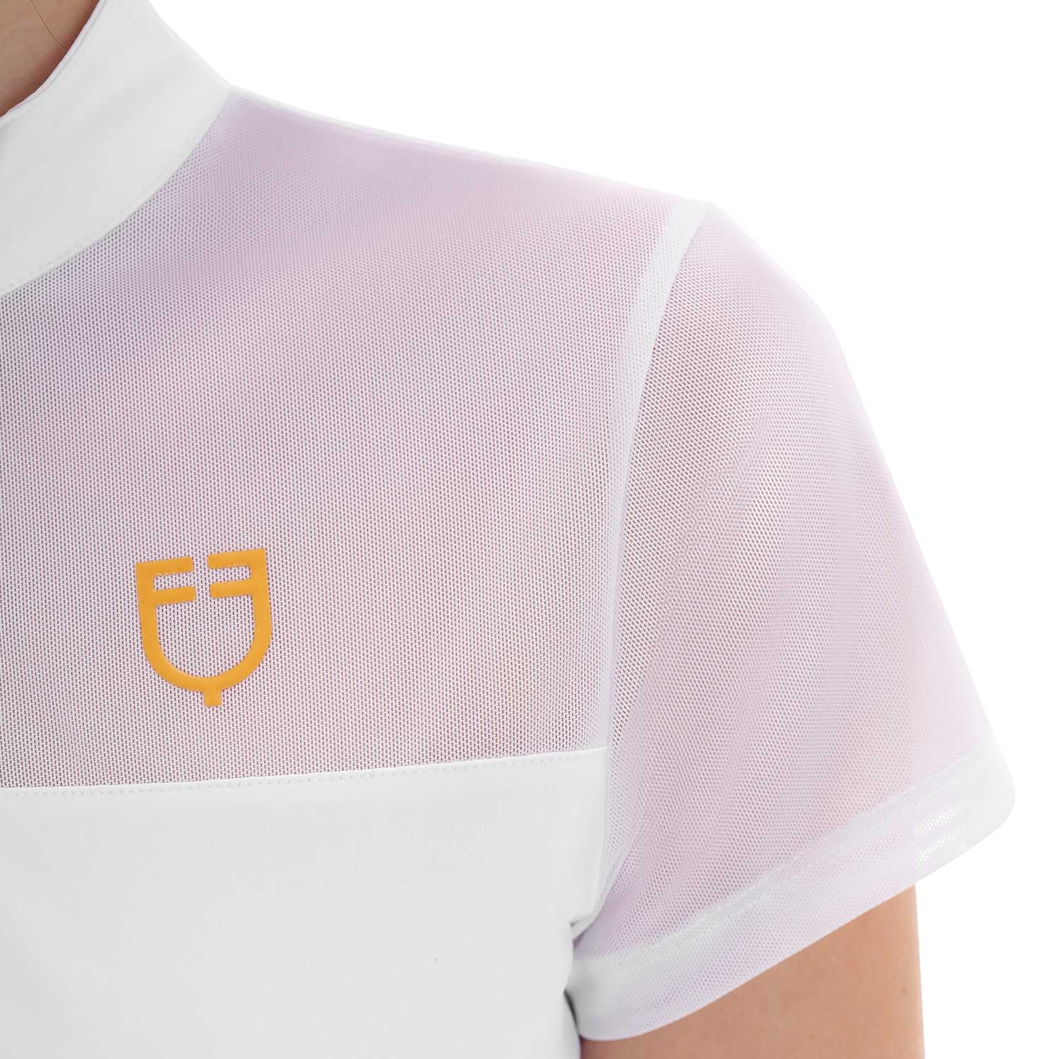 Polo de mujer de entrenamiento en malla Equestro - Blanco